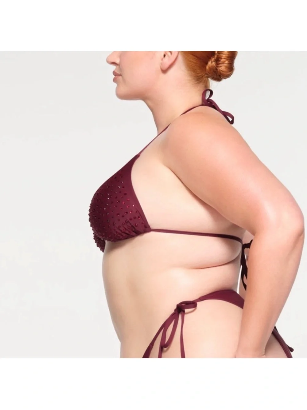 NWT SKIMS Rhinestone Bikini Set in Wine